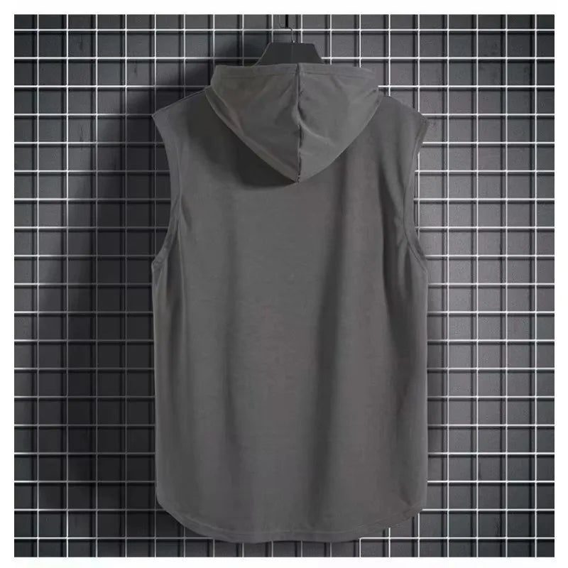 Vest Sleeveless Tees Hooded Woman Men's Tank Tops Male T-Shirt Gym Training Exercise Sport Shirt Korean Style Casual Solid Color