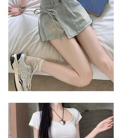 High Waist A-Line Denim Shorts Women's Summer New Style Half-length Skirt Sexy Girls Casual Comfortable Korean Version Short ...