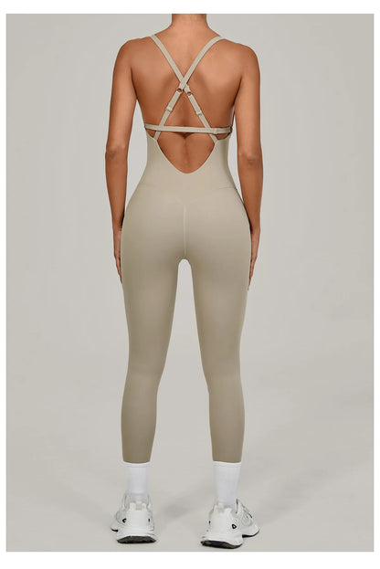 Women's Workout Backless Purple Jumpsuit