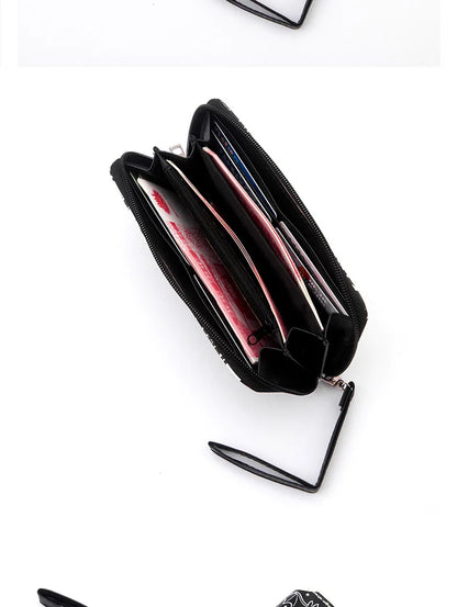 New Punk Style Skull Wallet Black Gothic Pu Leather Women Men Wallet Ghost Printing Purse Unique Design Stylish Long Wallets