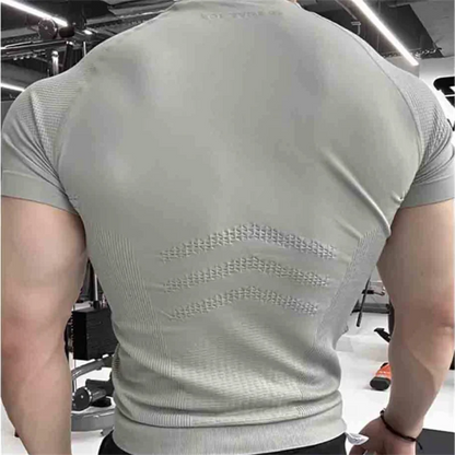 Summer Men Short Sleeve T-Shirt Breathable Compression Gym Running T Shirt Man Casual Tops Seamless Fitness Shirts Man Clothing