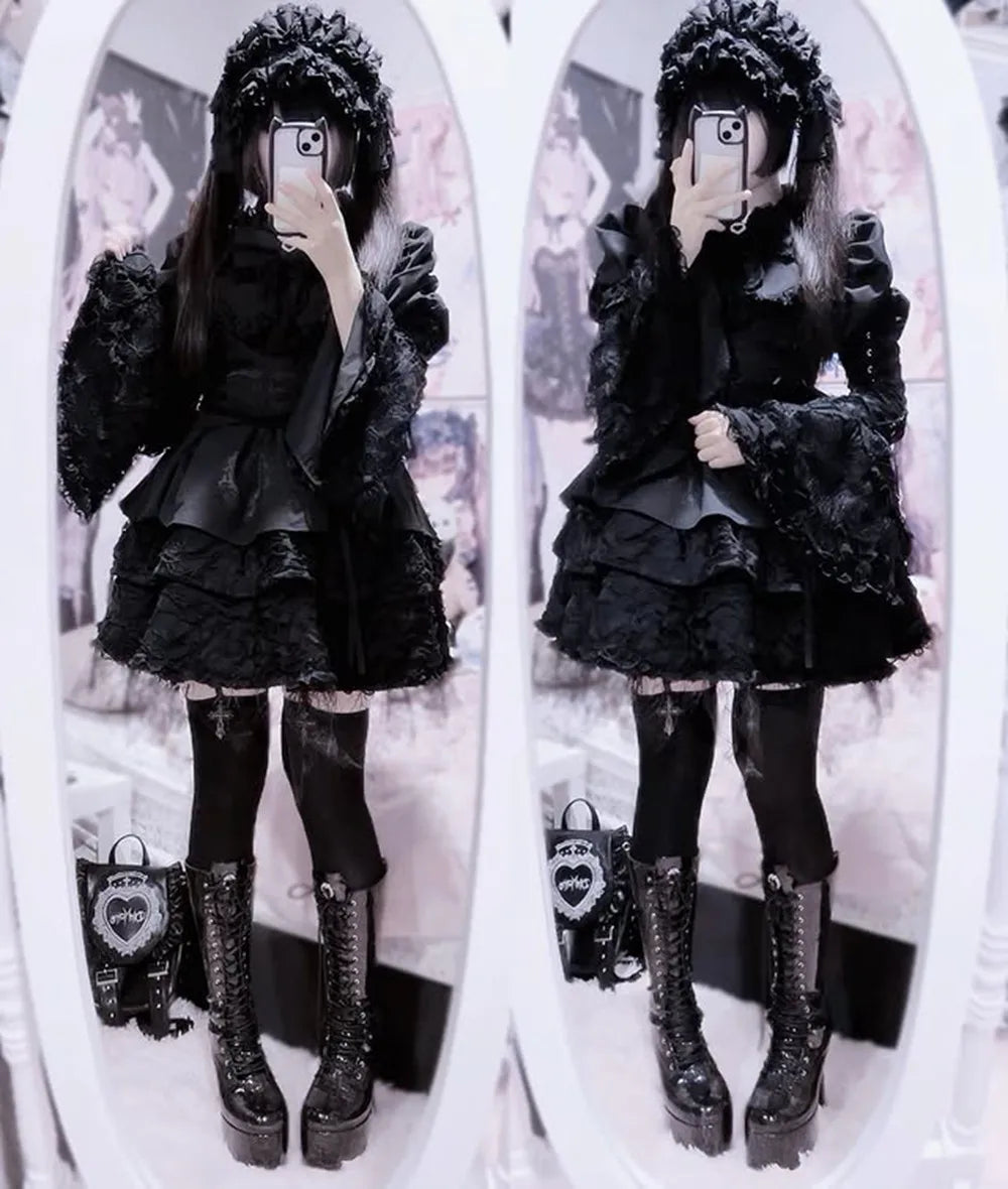 Women's Harajuku Gothic Lolita Mini Dress