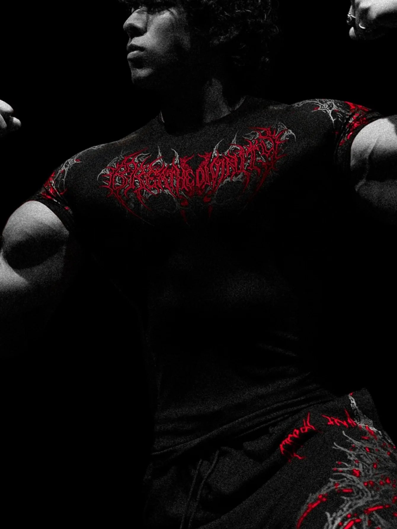 Breathedivinity Men's T-shirt - American Dark Style, Fitness and Sports Wear, Quick-Drying, Breathable, Compression Short Sleeve