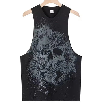 Summer fitness Tank Top Men Fashio Comfortable Printed Loose Retro Style - APEX RITUAL men's tank tops