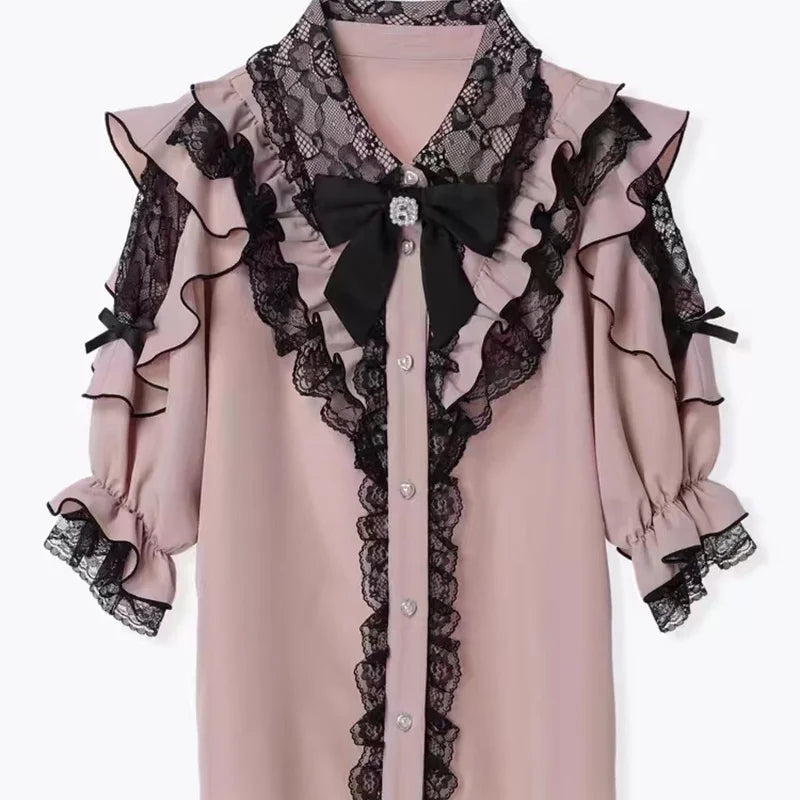 Women's Jirai Kei Lolita Long-Sleeve Blouse