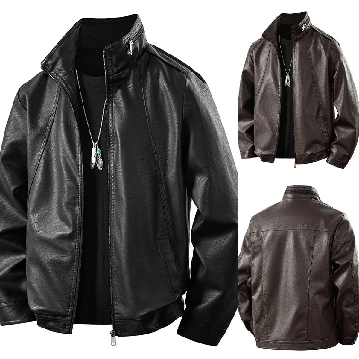 Plus Size 8XL 7XL New Leather Jacket for Men in Spring  Autumn Stand Up Collar Leather Jacket High-end Thin Casual Jacket