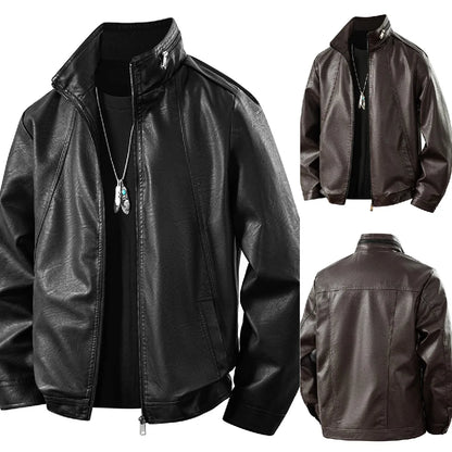 Plus Size 8XL 7XL New Leather Jacket for Men in Spring  Autumn Stand Up Collar Leather Jacket High-end Thin Casual Jacket