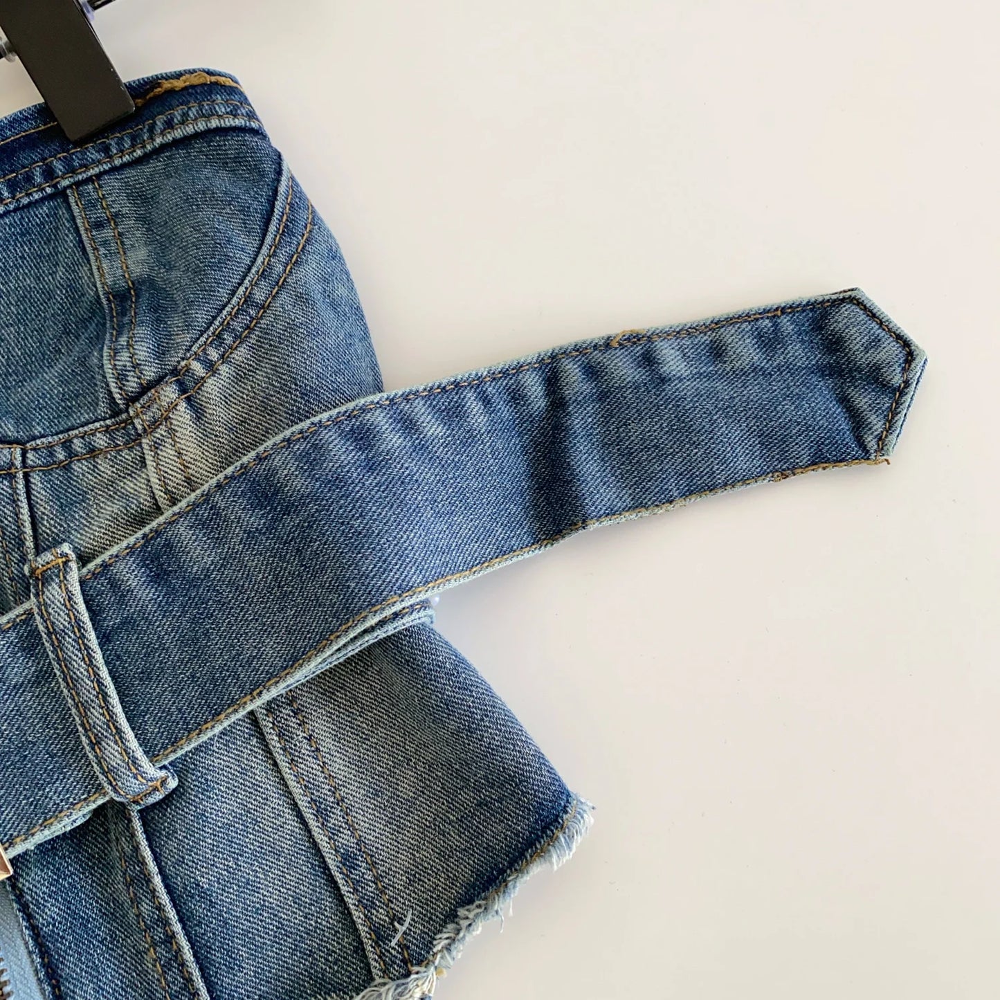SINGREINY Vintage Denim Strapless Camis Backless Irregular Raw Hem Slim Distressed Crop Top Ladies Sashes Sexy Club Lingerie Top