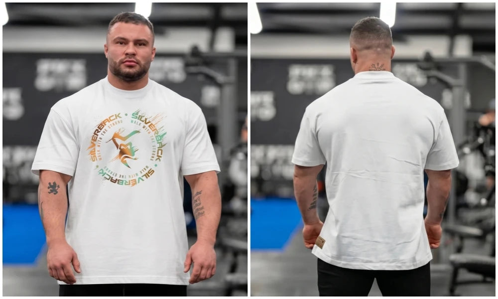 SILVERBACK Muscle Fitness T-shirt Summer Men's Athleisure Workout short sleeve Shirts cotton Fitness Tee Gym Sports Shirt Tops