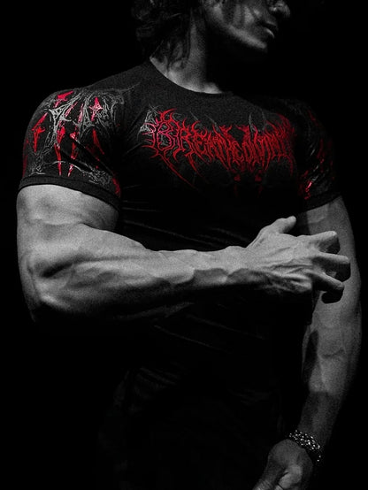 Men's Gym Workout T-shirt - Quick Dry Compression Short Sleeve Top For Bodybuilding Running Training Athletic Sports Wear