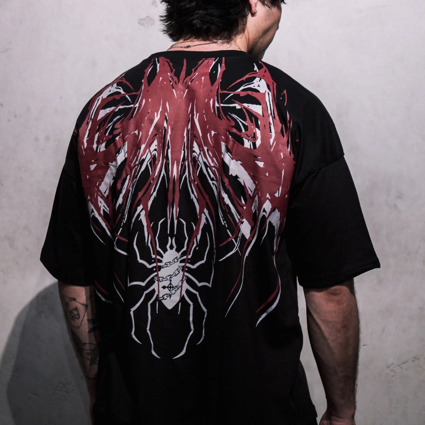 T shirt Men Dark Oversized Cotton Tee Skull Print Workout Gym Top Streetwear Fitness Clothing Alternative Fashion