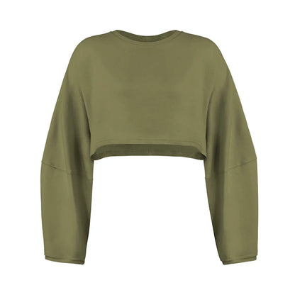 Women Sports Crop Top T-Shirts Gym Clothing Yoga Loose Tops Long Sleeve Sportswear Workout Clothing Fitness Smock Spring Autumn