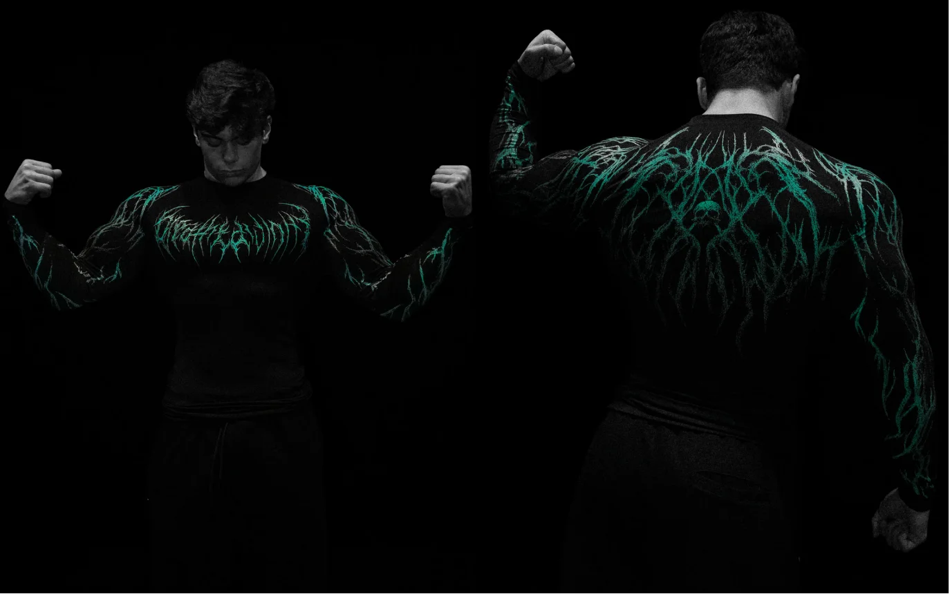 01-Men's Compression Long Sleeve Sports Shirt Workout Tops Gym Compression Breathable High Stretch
