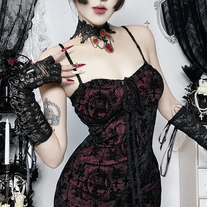Women's Gothic Cross Strap Mini Dress