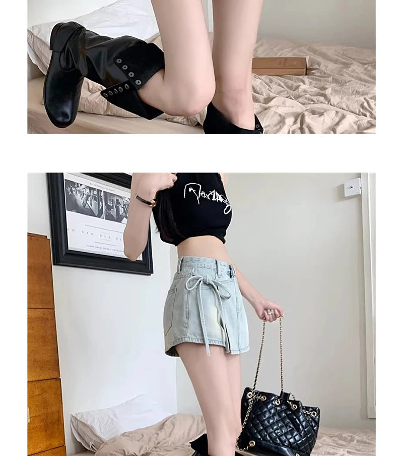 High Waist A-Line Denim Shorts Women's Summer New Style Half-length Skirt Sexy Girls Casual Comfortable Korean Version Short ...