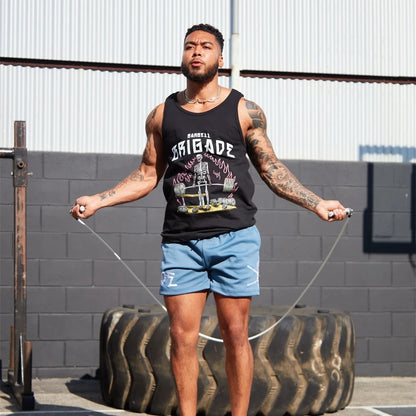 BARBELL Men's Cotton Sleeveless Shirt Skull Bodybuilding Workout Tank Tops Muscle Fitness Sports Shirts Male Gym Stringer Vest