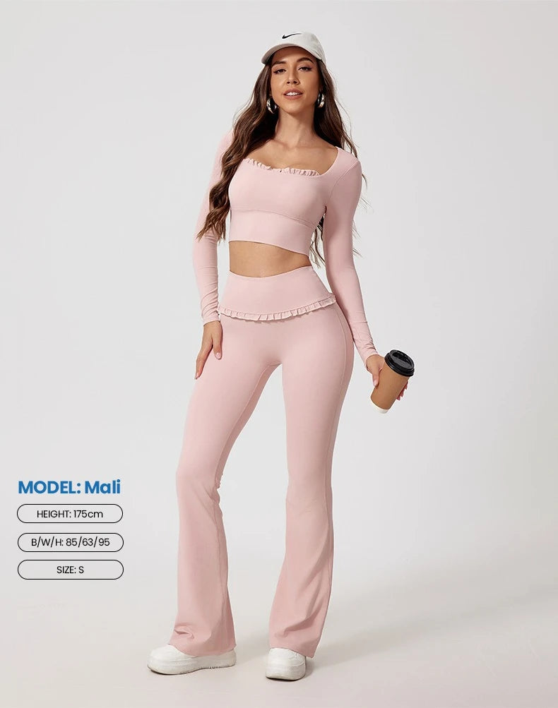 Women's Workout Wide-Leg Slim Fit Two-Piece Set