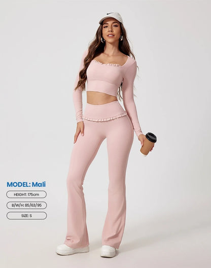 Women's Workout Wide-Leg Slim Fit Two-Piece Set