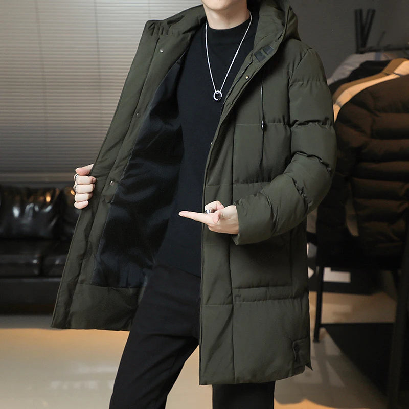 Slim Fit Jackets New Winter Jackets For Men Hooded Casual Long Cotton Jackets Thicker Warm Parkas New Male Outwear Winter Coats