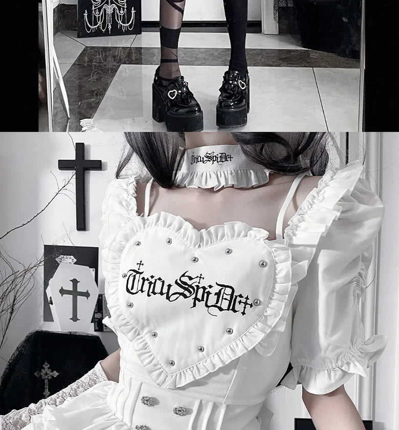 Women's Gothic Puff-Sleeve Sweetheart Dress