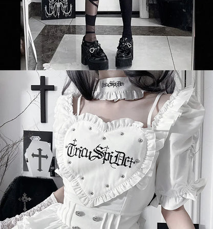 Women's Gothic Puff-Sleeve Sweetheart Dress