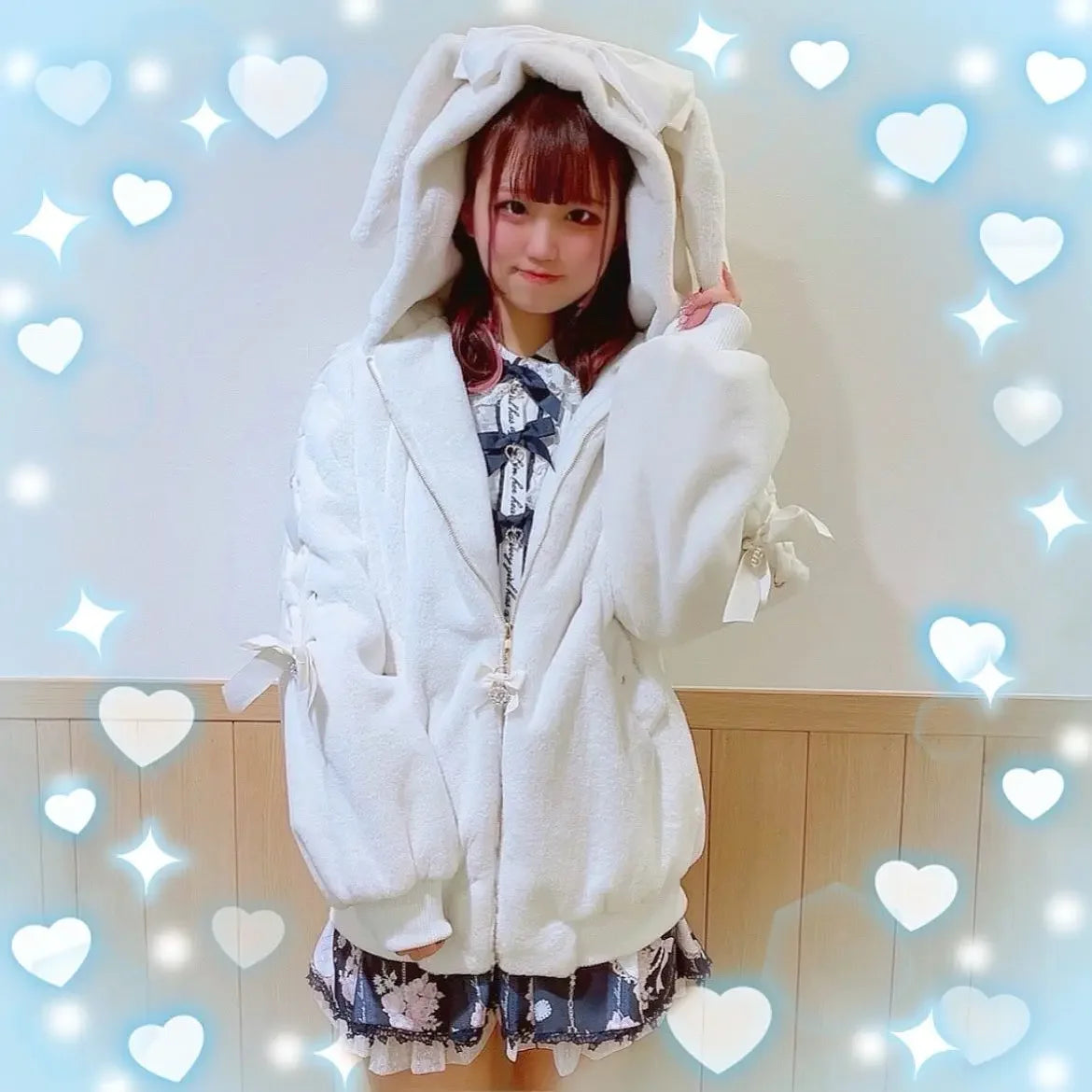 High Quality Japanese Winter New Sweet Cute Mine Cute Rabbit Ear Plush Cotton Coat Jacket Girl Lolita Fur Coats Women Parkas