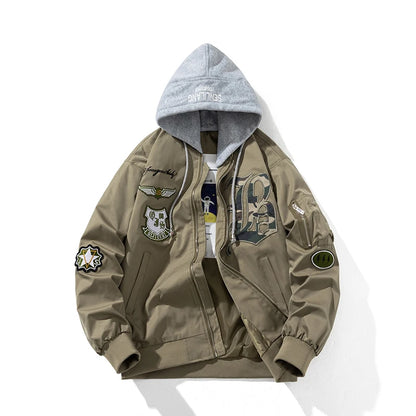 Autumn Winter Pilot Jacket Men Women Badge Star Vintage Bomber Jacket Embroidery Men Fashion Hip Hop Windbreaker Coat Streetwear