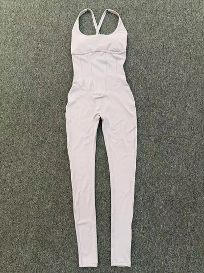 Women's Workout Backless Purple Jumpsuit