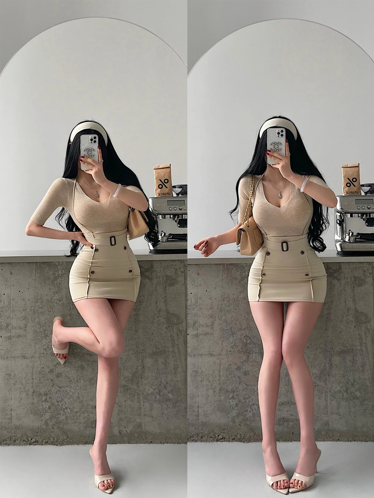 Women's High-Waist Belted Mini Skirt