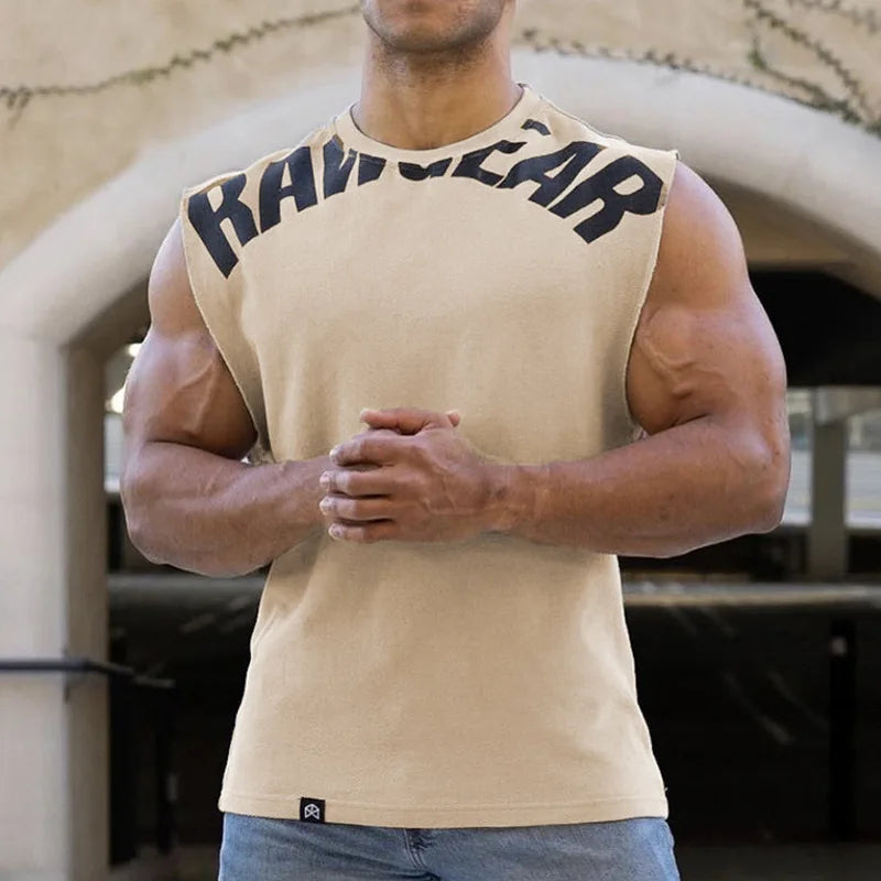 Men's Summer Cotton Tank Top Muscle Gym Fitness Workout Sleeveless Shirts O-Neck Vest Casual Sports Tops Male Trendy Breathable
