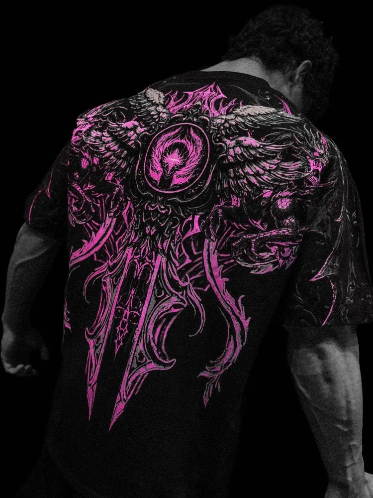 BREATHEDIVINITY Goth dark style pure cotton sports fitness men's short-sleeved t-shirt