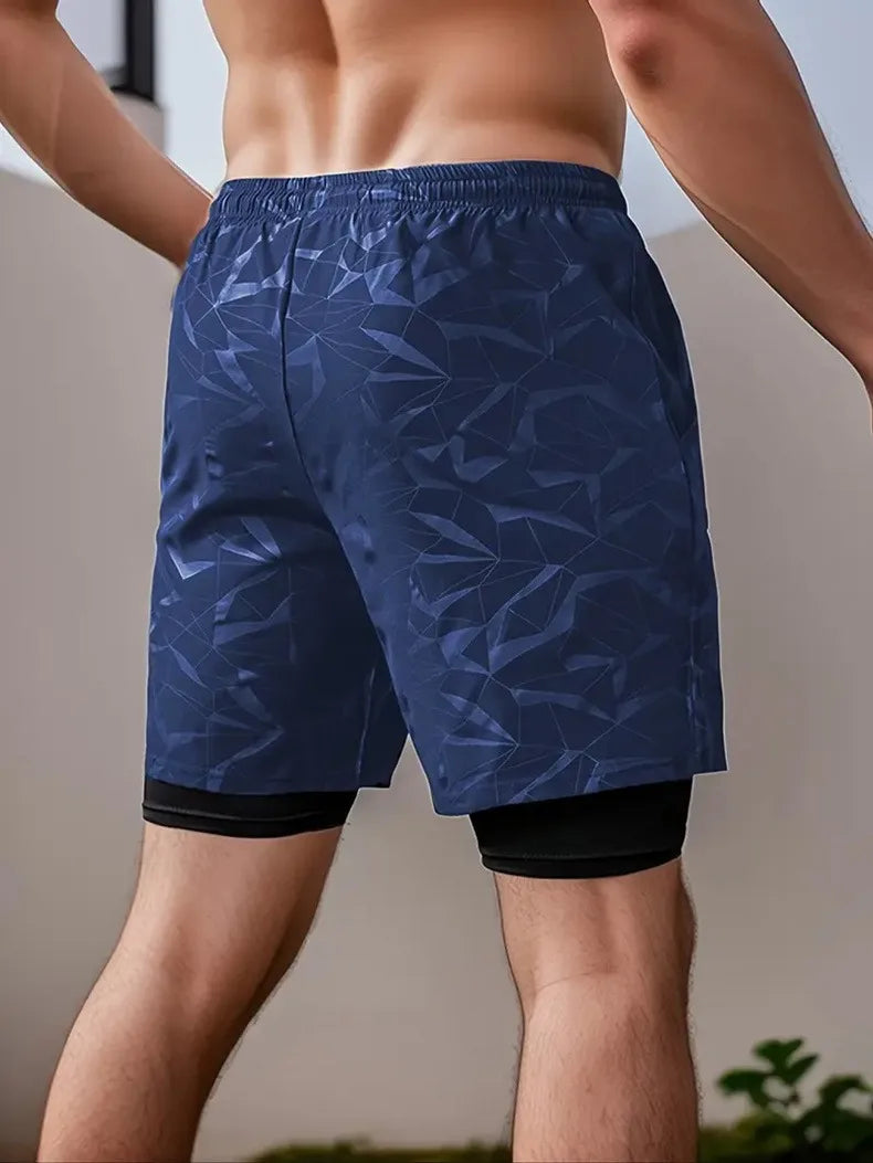 2 in 1 Sports Shorts Men Quick Dry Swim  Short Sweatpants Man Gym Training Fitness Jogging Outdoor Running Sportwear Male