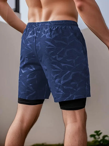 2 in 1 Sports Shorts Men Quick Dry Swim  Short Sweatpants Man Gym Training Fitness Jogging Outdoor Running Sportwear Male