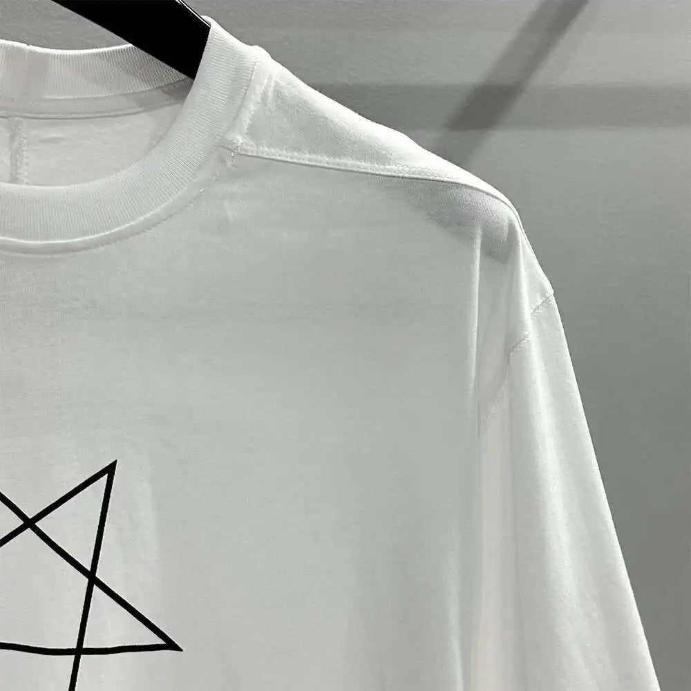 HKSH Spring Summer New Men's Tide Dark Cotton Form Five Star Printed Pattern Cotton T-shirts Half Sleeve Women Chic Tees HK2006