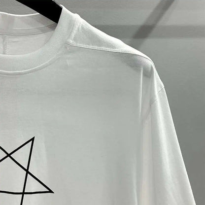 HKSH Spring Summer New Men's Tide Dark Cotton Form Five Star Printed Pattern Cotton T-shirts Half Sleeve Women Chic Tees HK2006