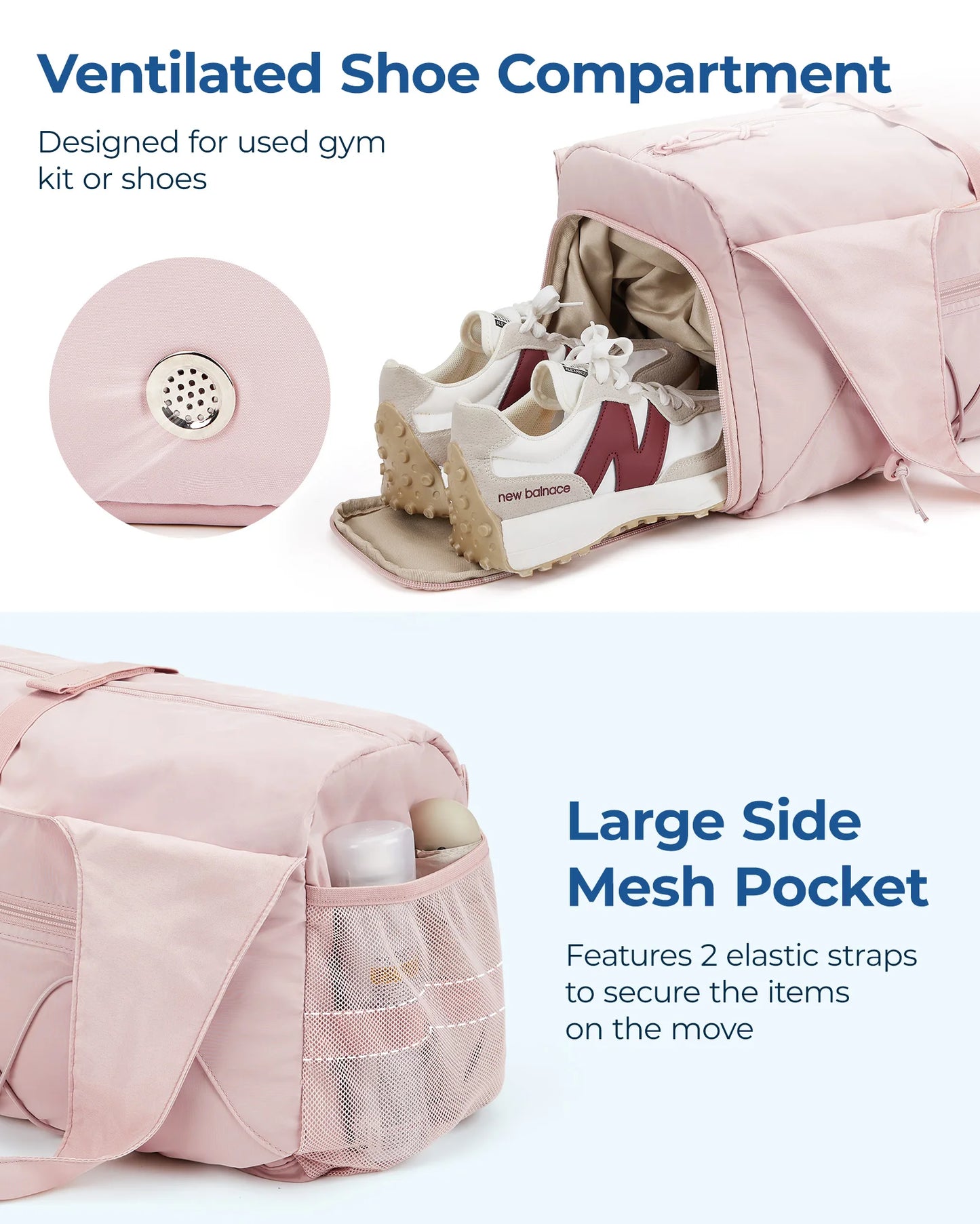 BAGSMART Gym Bag for Women Lightweight Duffel with Shoe Compartment Yoga Travel Tote Bag with Wet Pocket