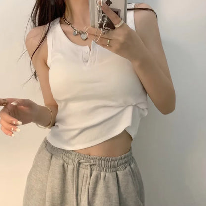 Women's Knitted Round-Neck Casual Tank Top