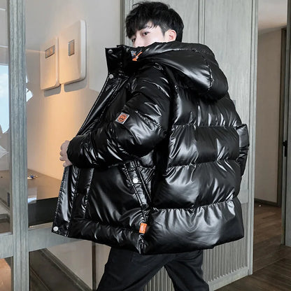 Plus size 8XL 7XL 6XL shiny coats Men Hood Warm Hip HOP winter Overcoat men's cotton-padded Parkas casual men's thickened Parka