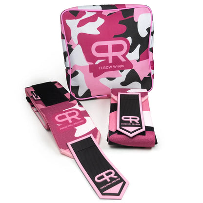 PR Heavy Duty Premium Elbow Wraps Personal Record Camouflage Mosaic Elbow Straps Weightlifting Deadlift Fitness Elbow Support