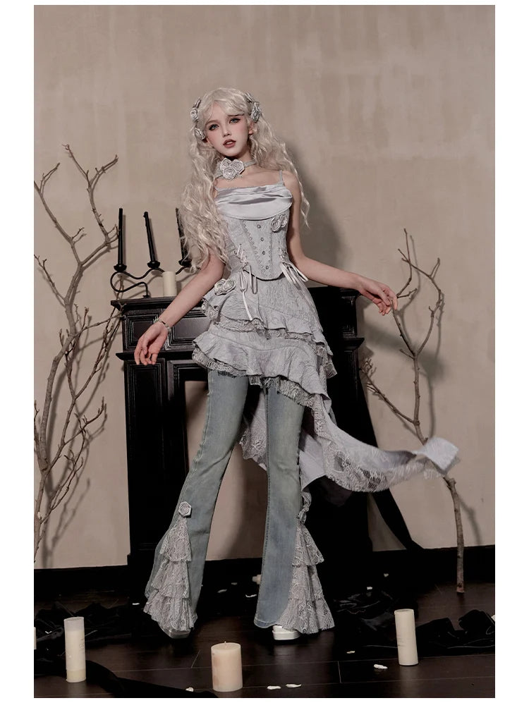 Women's Gothic Camisole Fishtail Skirt Set