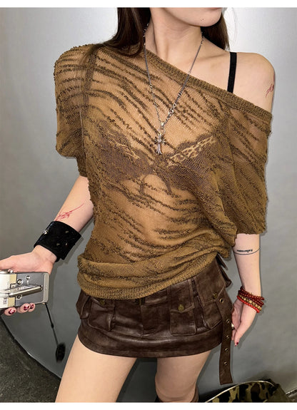 Lautaro Spring Summer Cool Sexy Vintage Distressed Brown Pu Leather Mini Skirt Women Three-dimensional Pockets Belt Streetwear