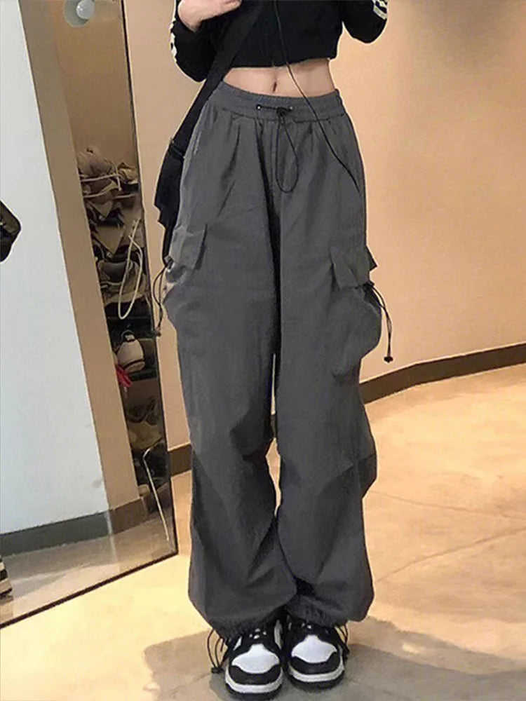 Bla Summer Thin Spor Wide Leg Casual Pants Qui Dry Jazz Dance Loose Fit Workwear Trousers High Waist Elastic Waisand