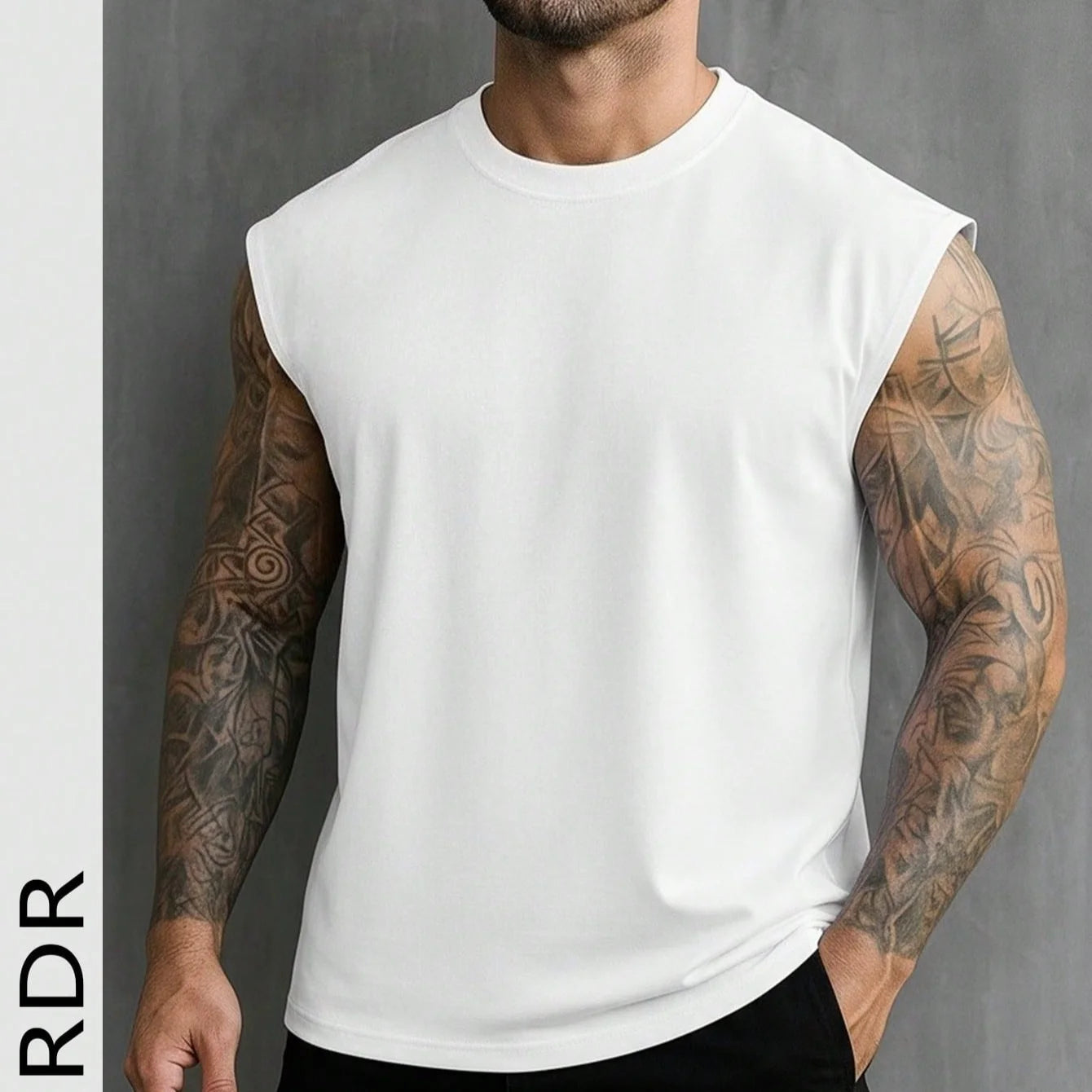 Men's White Sleeveless T-Shirt Tank Top Casual Loose Fit O-Neck Basic Vest Summer Gym Workout Streetwear Tops