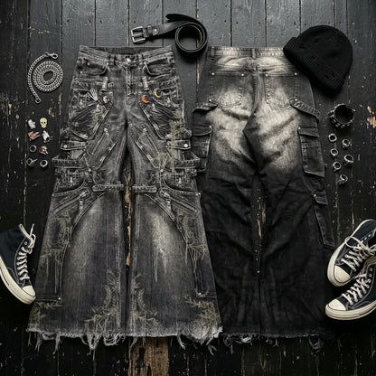 Women's Y2K Gothic Rivet Wide-Leg Baggy Jeans