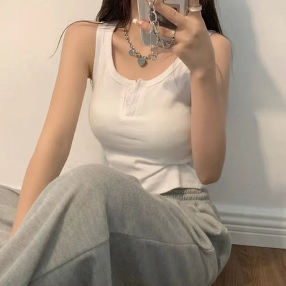 Women's Knitted Round-Neck Casual Tank Top