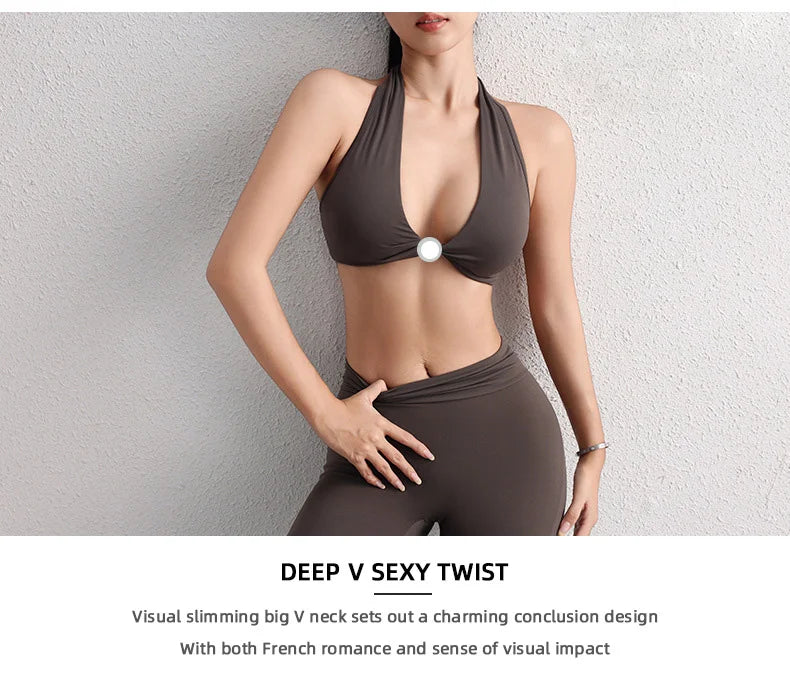 TRY TO BN Yoga Sports Bra Women Hanging Neck Vest Beautiful Back Underwear Chest Cross Fitness Tops Workout Running Gym Clothing