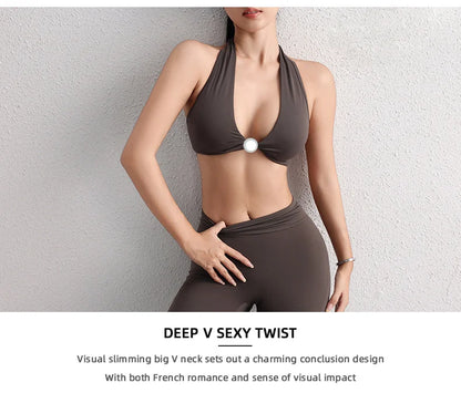 TRY TO BN Yoga Sports Bra Women Hanging Neck Vest Beautiful Back Underwear Chest Cross Fitness Tops Workout Running Gym Clothing