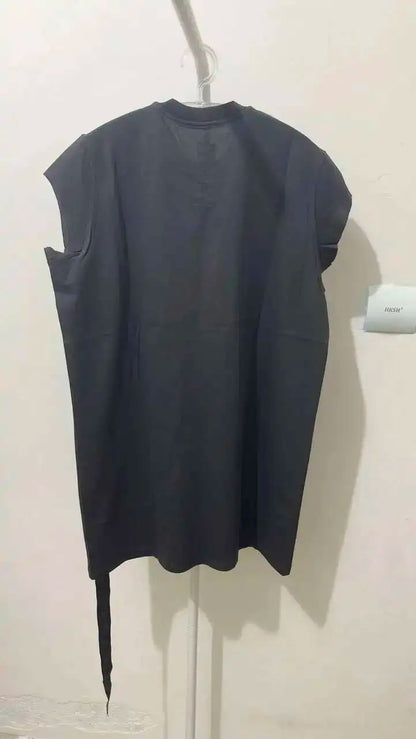 HKSH Summer New Men's Tide Dark Cotton T-shirt Classic Large Size Loose Ragged Edge Solid Color Tank Tops Chic Punk Vest HK2022