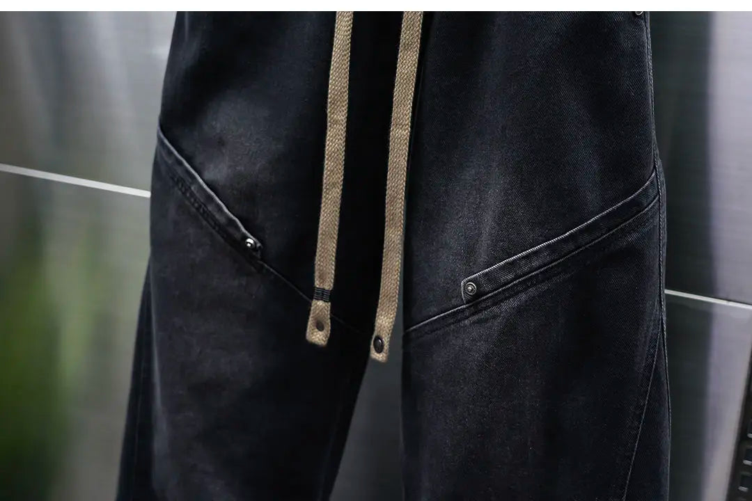 American Retro Washed Distressed Jeans Loose Straight Wide-leg Jeans Luxury Brand Men's Clothing