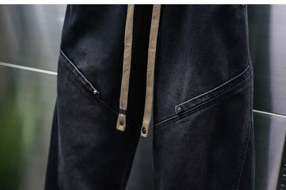 American Retro Washed Distressed Jeans Loose Straight Wide-leg Jeans Luxury Brand Men's Clothing